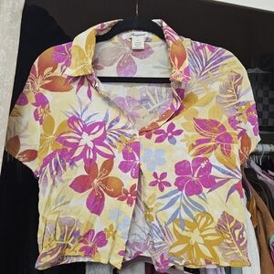 Passport Yellow Floral Button Down Shirt